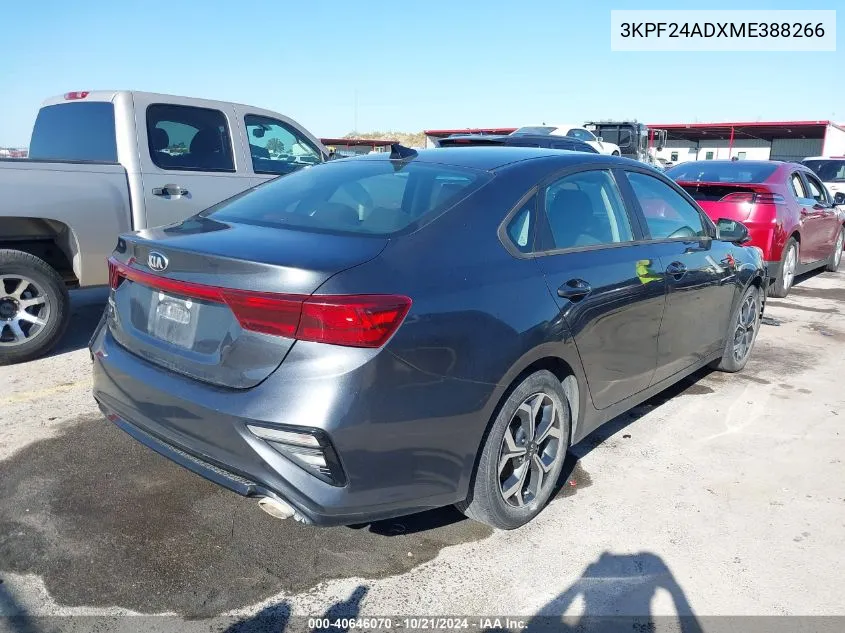 2021 Kia Forte Lxs VIN: 3KPF24ADXME388266 Lot: 40646070