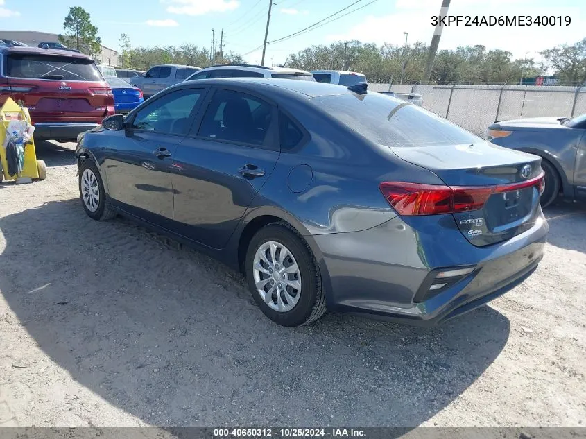 2021 Kia Forte Fe VIN: 3KPF24AD6ME340019 Lot: 40650312