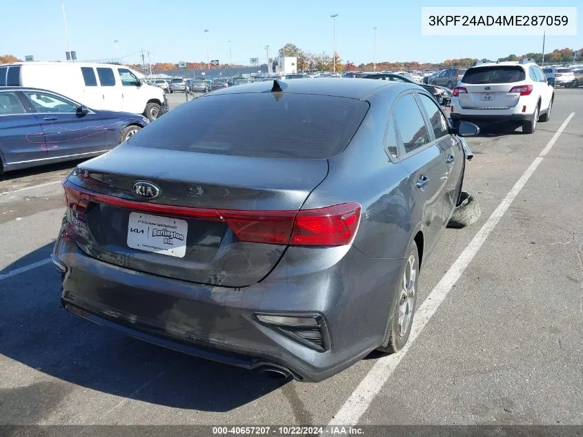 2021 Kia Forte Lxs VIN: 3KPF24AD4ME287059 Lot: 40657207