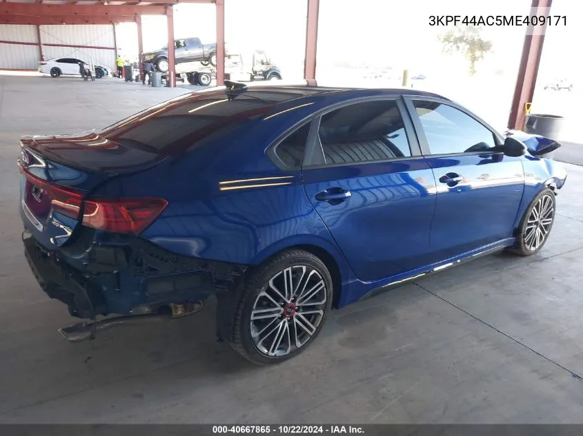 2021 Kia Forte Gt VIN: 3KPF44AC5ME409171 Lot: 40667865