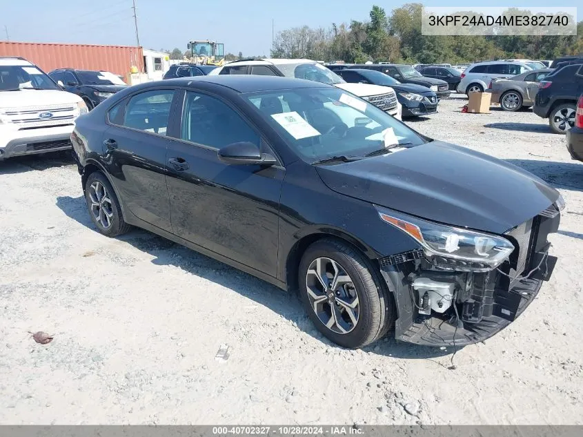 2021 Kia Forte Lxs VIN: 3KPF24AD4ME382740 Lot: 40702327