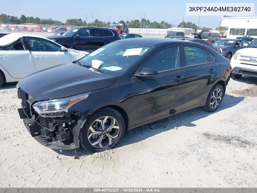 2021 Kia Forte Lxs VIN: 3KPF24AD4ME382740 Lot: 40702327