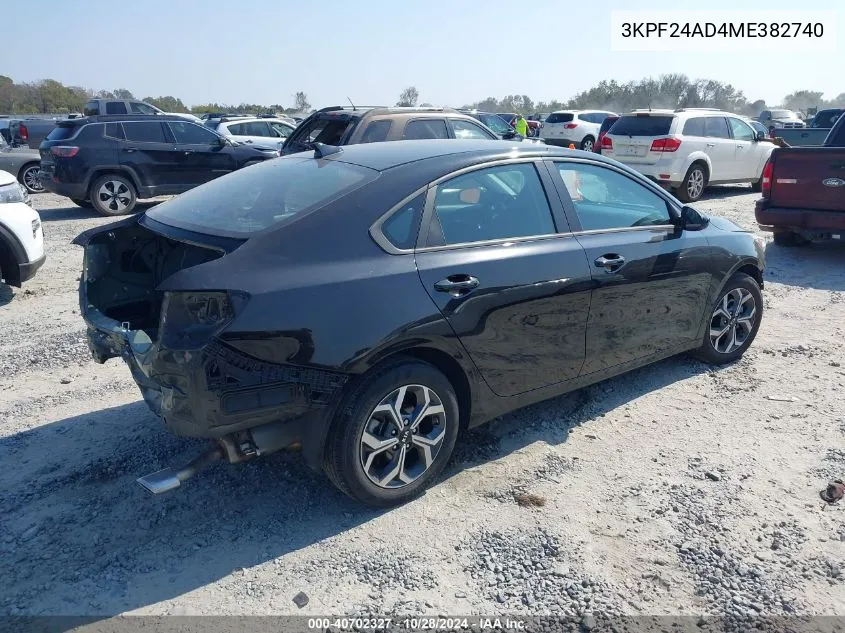 2021 Kia Forte Lxs VIN: 3KPF24AD4ME382740 Lot: 40702327