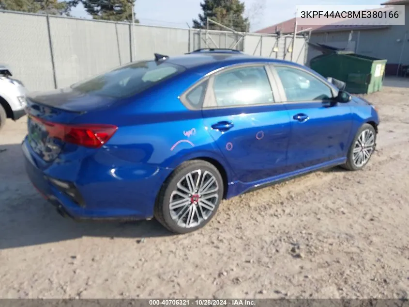 2021 Kia Forte Gt Manual VIN: 3KPF44AC8ME380166 Lot: 40705321