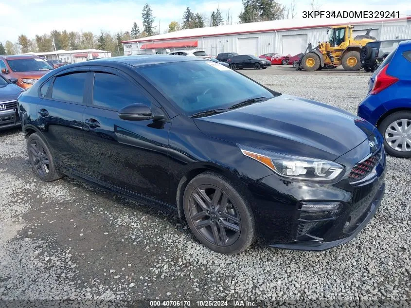 2021 Kia Forte Gt-Line VIN: 3KPF34AD0ME329241 Lot: 40706170