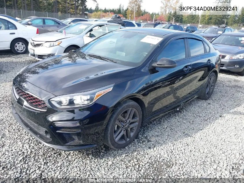 2021 Kia Forte Gt-Line VIN: 3KPF34AD0ME329241 Lot: 40706170