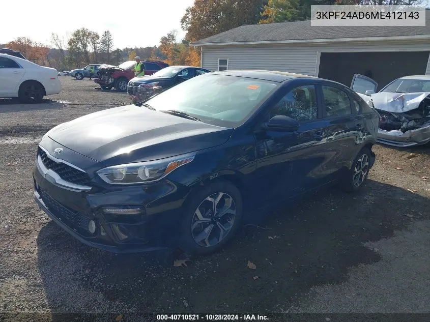 2021 Kia Forte Lxs VIN: 3KPF24AD6ME412143 Lot: 40710521