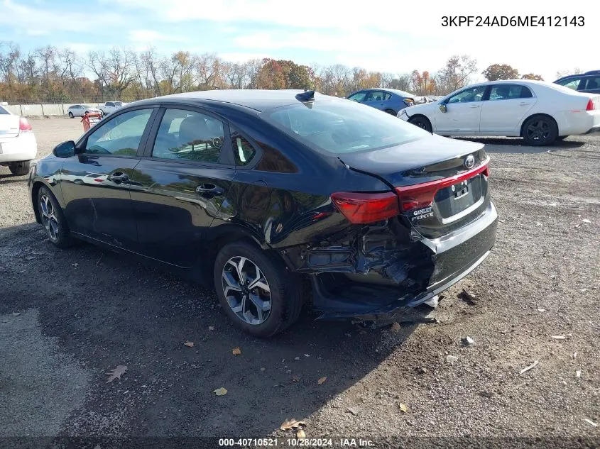 2021 Kia Forte Lxs VIN: 3KPF24AD6ME412143 Lot: 40710521