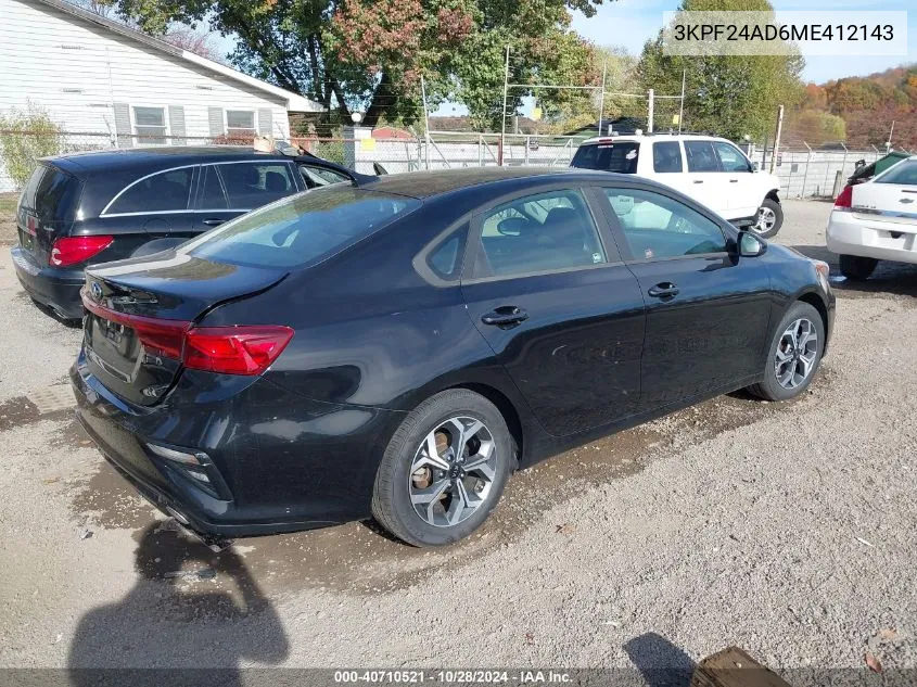 2021 Kia Forte Lxs VIN: 3KPF24AD6ME412143 Lot: 40710521