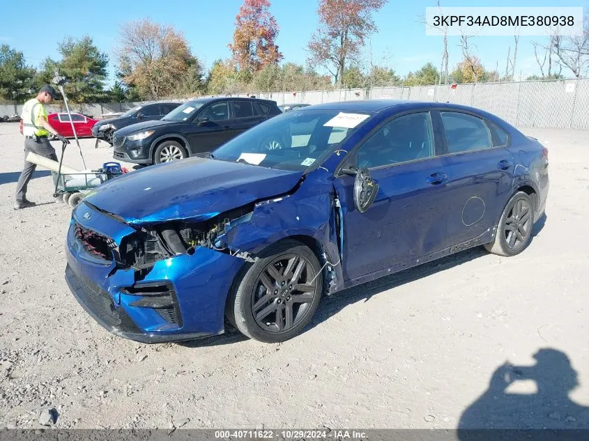 2021 Kia Forte Gt-Line VIN: 3KPF34AD8ME380938 Lot: 40711622