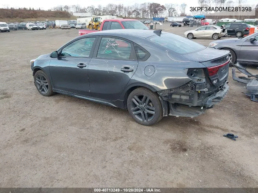 2021 Kia Forte Gt-Line VIN: 3KPF34AD0ME281398 Lot: 40713249