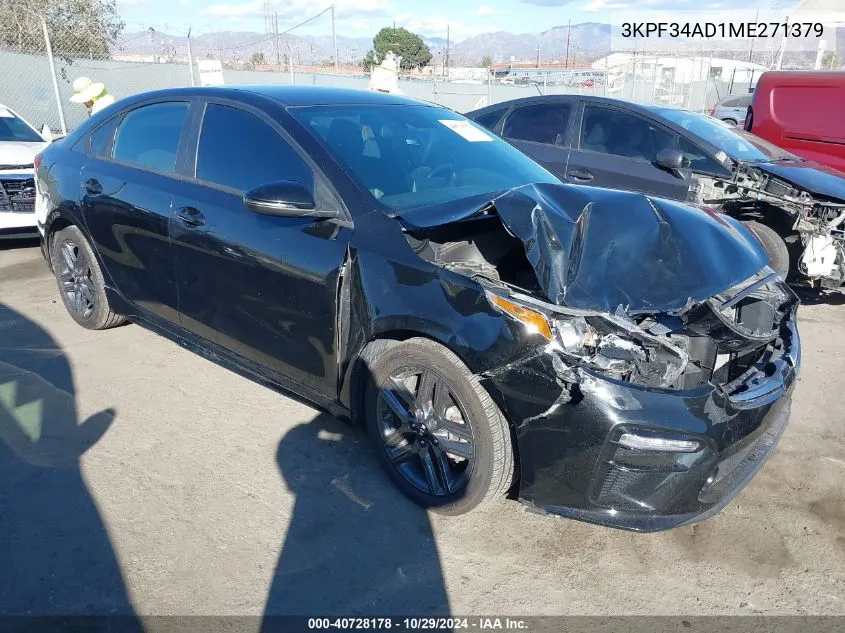 2021 Kia Forte Gt-Line VIN: 3KPF34AD1ME271379 Lot: 40728178