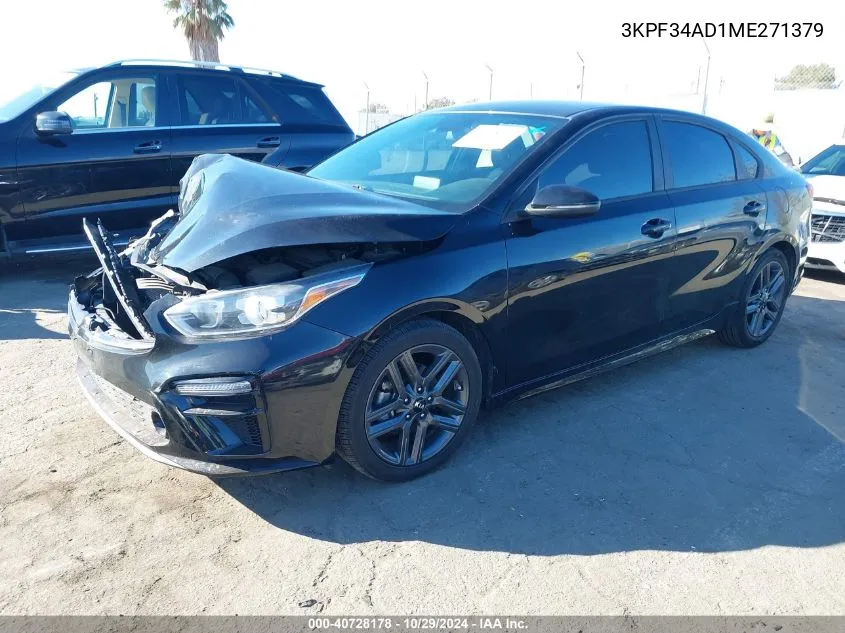 2021 Kia Forte Gt-Line VIN: 3KPF34AD1ME271379 Lot: 40728178