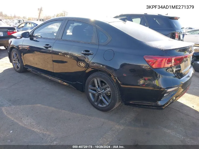 2021 Kia Forte Gt-Line VIN: 3KPF34AD1ME271379 Lot: 40728178