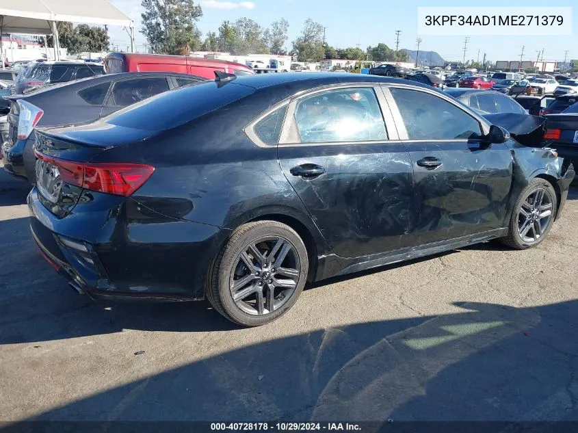 2021 Kia Forte Gt-Line VIN: 3KPF34AD1ME271379 Lot: 40728178