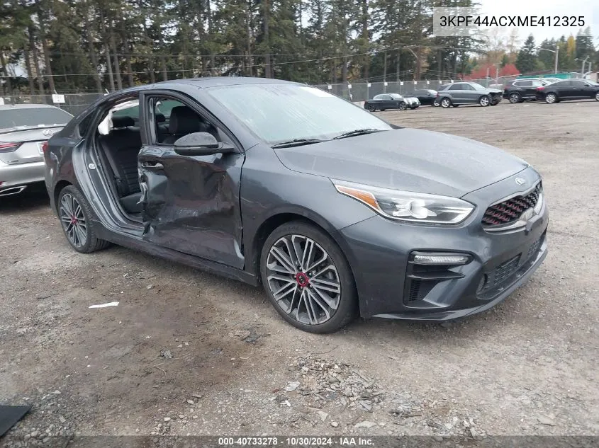 2021 Kia Forte Gt VIN: 3KPF44ACXME412325 Lot: 40733278