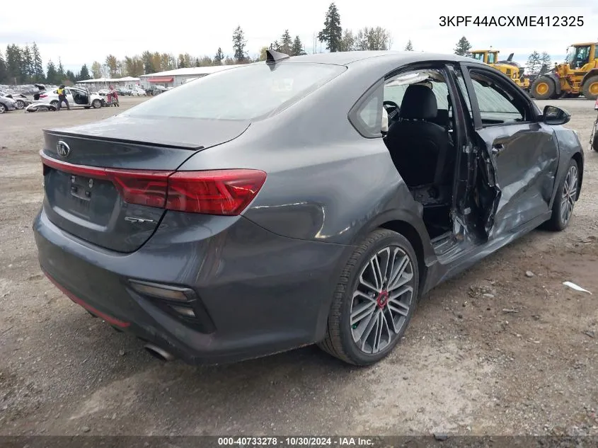 2021 Kia Forte Gt VIN: 3KPF44ACXME412325 Lot: 40733278