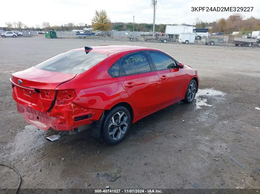 2021 Kia Forte Lxs VIN: 3KPF24AD2ME329227 Lot: 40741027