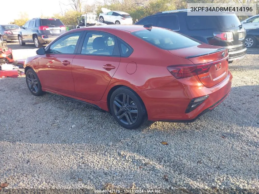 2021 Kia Forte Gt-Line VIN: 3KPF34AD8ME414196 Lot: 40742175