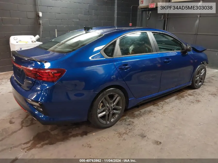 2021 Kia Forte Gt-Line VIN: 3KPF34AD5ME303038 Lot: 40763862