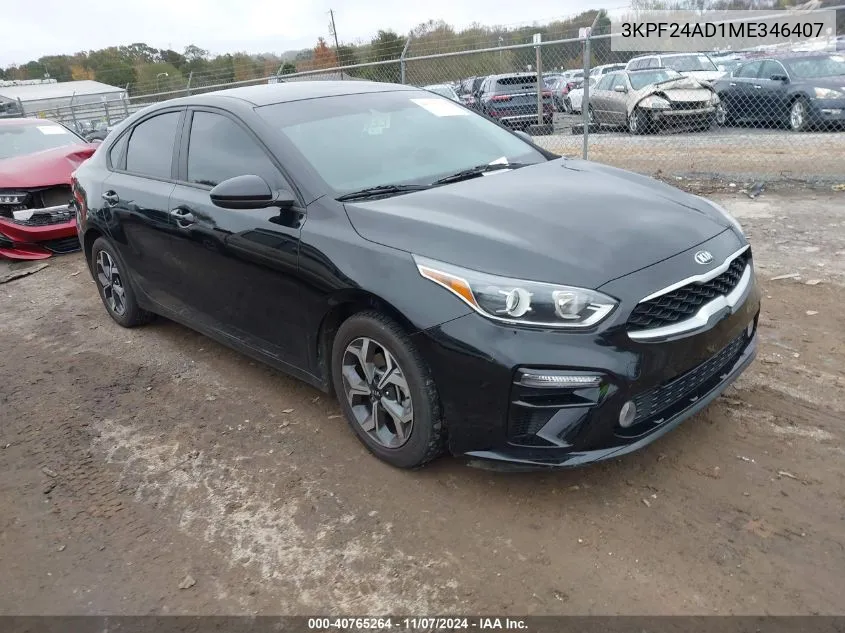 2021 Kia Forte Lxs VIN: 3KPF24AD1ME346407 Lot: 40765264