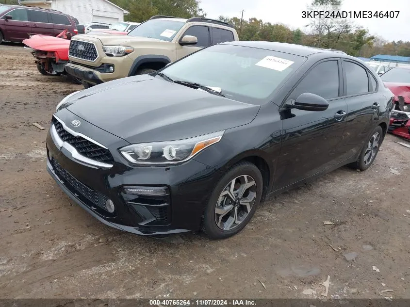 2021 Kia Forte Lxs VIN: 3KPF24AD1ME346407 Lot: 40765264