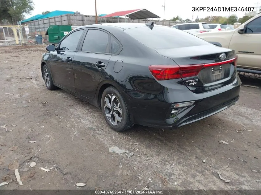 2021 Kia Forte Lxs VIN: 3KPF24AD1ME346407 Lot: 40765264