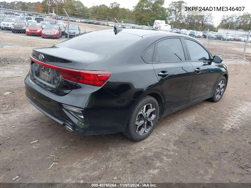 2021 Kia Forte Lxs VIN: 3KPF24AD1ME346407 Lot: 40765264