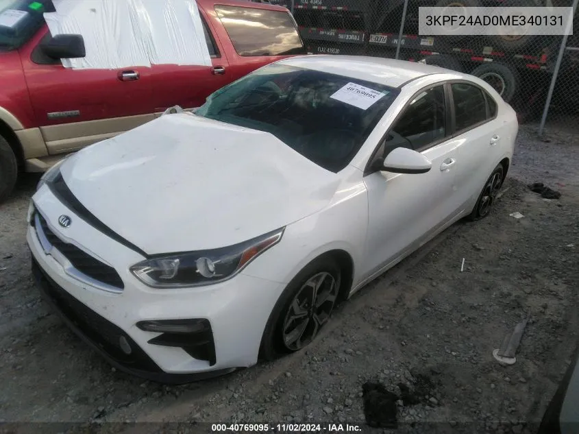 2021 Kia Forte Lxs VIN: 3KPF24AD0ME340131 Lot: 40769095