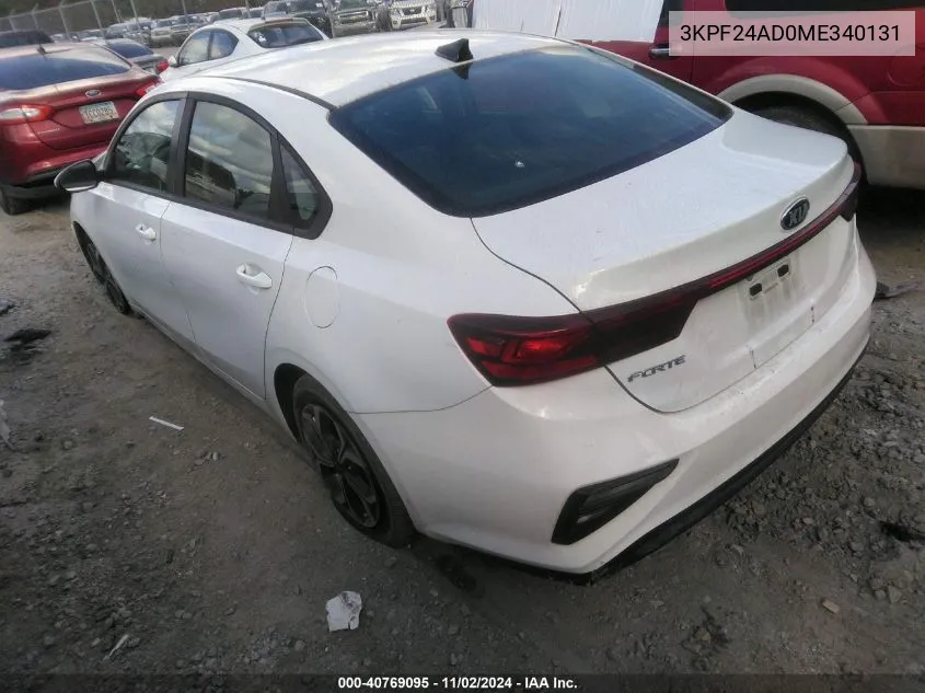 2021 Kia Forte Lxs VIN: 3KPF24AD0ME340131 Lot: 40769095