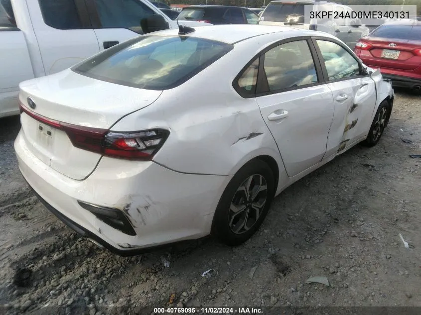 2021 Kia Forte Lxs VIN: 3KPF24AD0ME340131 Lot: 40769095