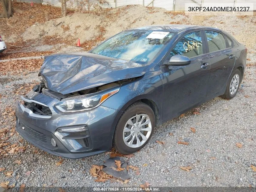 2021 Kia Forte Fe VIN: 3KPF24AD0ME361237 Lot: 40770624