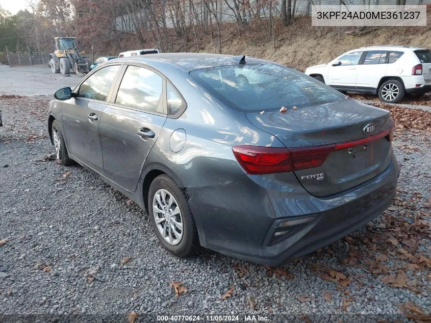 2021 Kia Forte Fe VIN: 3KPF24AD0ME361237 Lot: 40770624