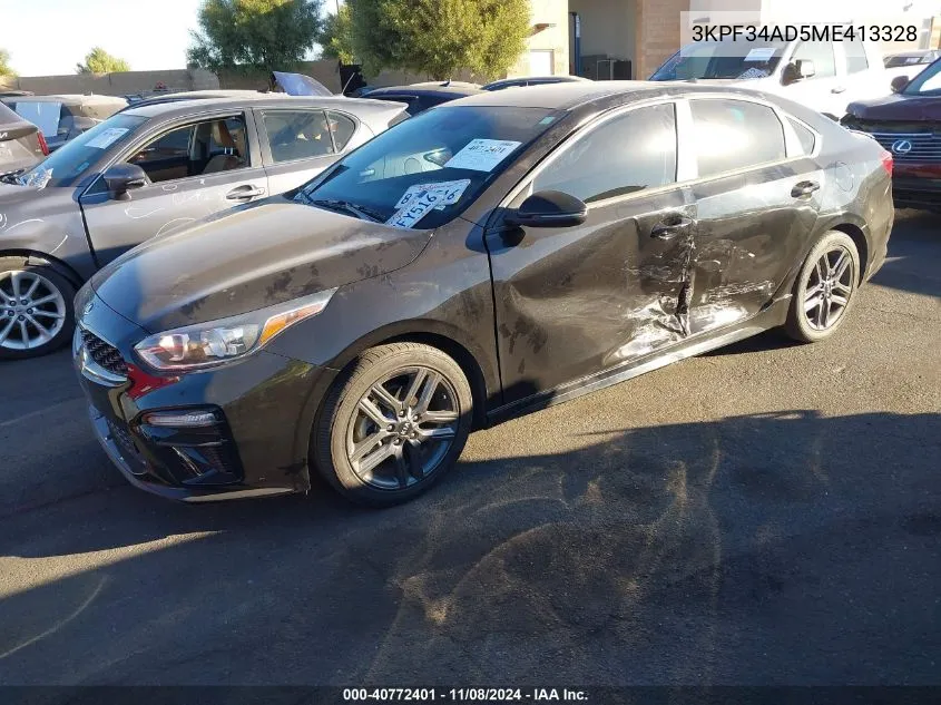 2021 Kia Forte Gt-Line VIN: 3KPF34AD5ME413328 Lot: 40772401