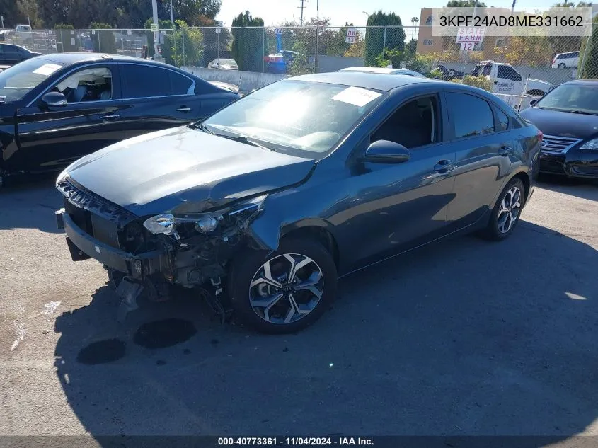 2021 Kia Forte Lxs VIN: 3KPF24AD8ME331662 Lot: 40773361