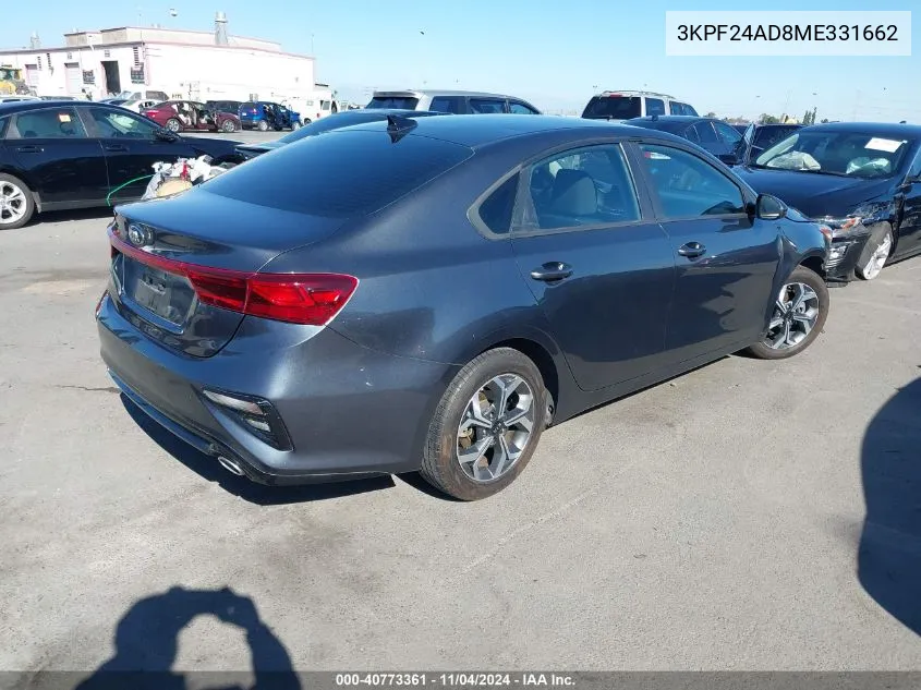 2021 Kia Forte Lxs VIN: 3KPF24AD8ME331662 Lot: 40773361