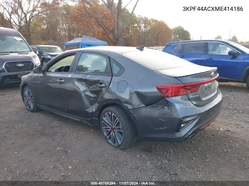 2021 Kia Forte Gt VIN: 3KPF44ACXME414186 Lot: 40788294