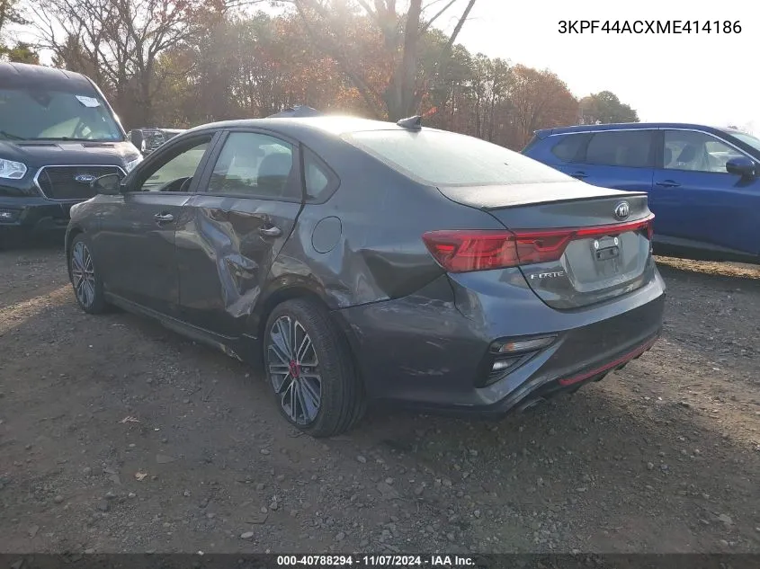 2021 Kia Forte Gt VIN: 3KPF44ACXME414186 Lot: 40788294