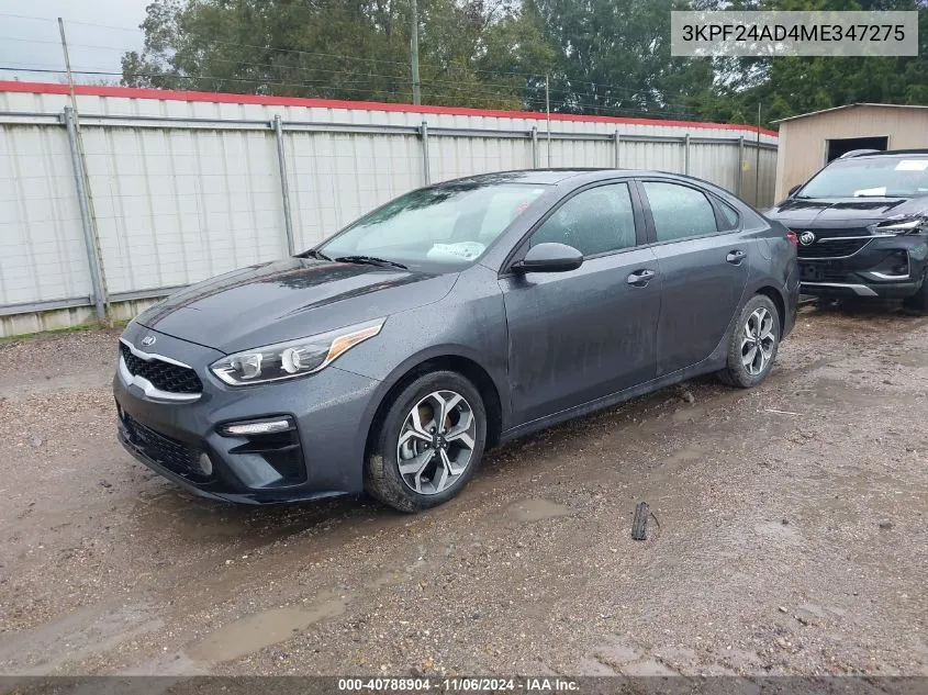 2021 Kia Forte Lxs VIN: 3KPF24AD4ME347275 Lot: 40788904