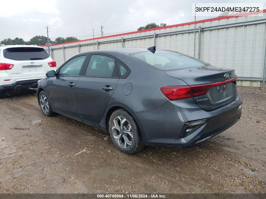 2021 Kia Forte Lxs VIN: 3KPF24AD4ME347275 Lot: 40788904