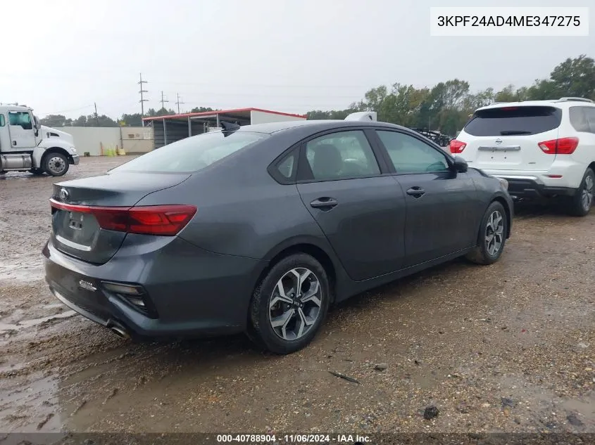 2021 Kia Forte Lxs VIN: 3KPF24AD4ME347275 Lot: 40788904