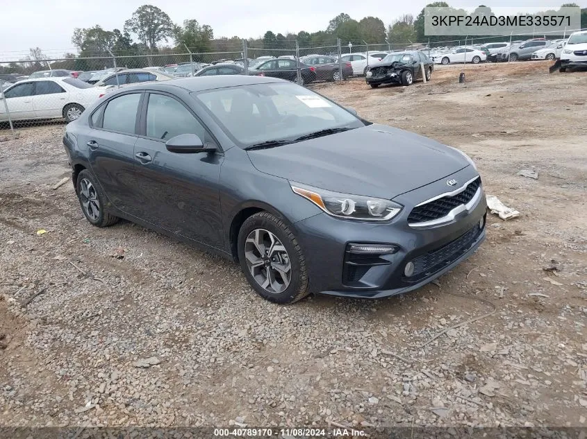 2021 Kia Forte Lxs VIN: 3KPF24AD3ME335571 Lot: 40789170