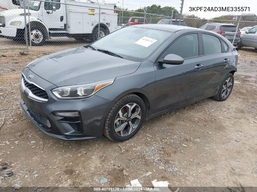 2021 Kia Forte Lxs VIN: 3KPF24AD3ME335571 Lot: 40789170