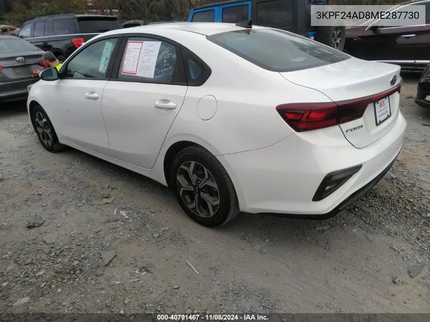 2021 Kia Forte Lxs VIN: 3KPF24AD8ME287730 Lot: 40791467