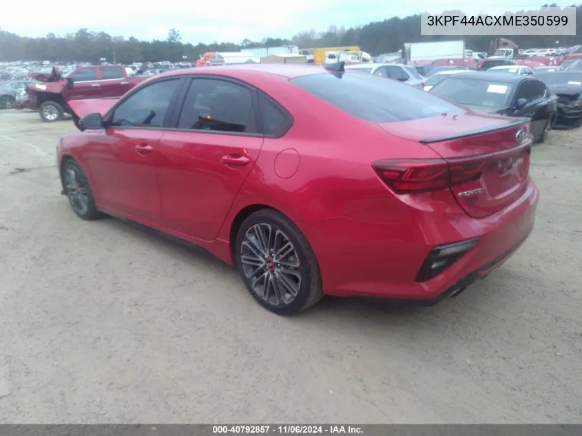 2021 Kia Forte Gt VIN: 3KPF44ACXME350599 Lot: 40792857