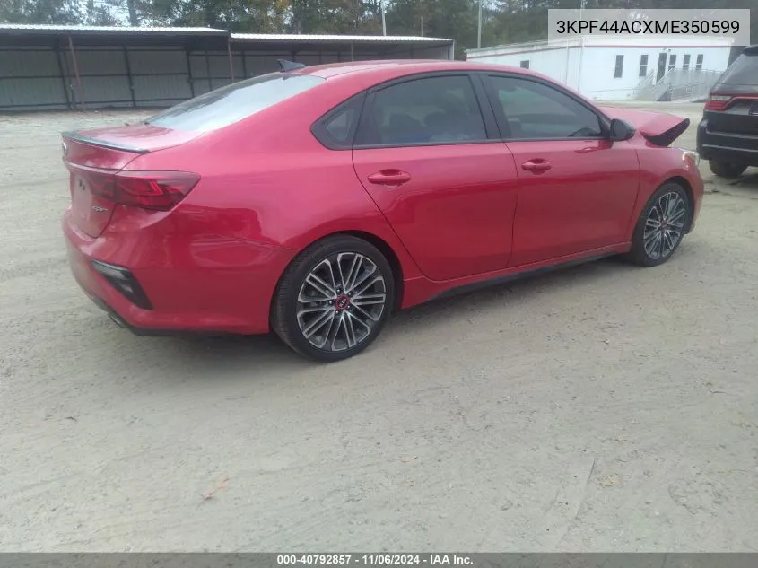 2021 Kia Forte Gt VIN: 3KPF44ACXME350599 Lot: 40792857