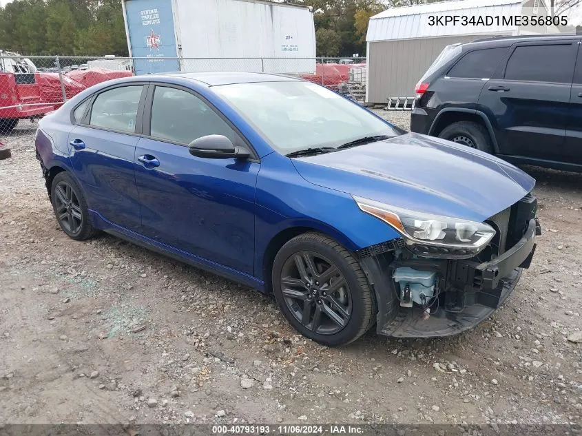 2021 Kia Forte Gt-Line VIN: 3KPF34AD1ME356805 Lot: 40793193