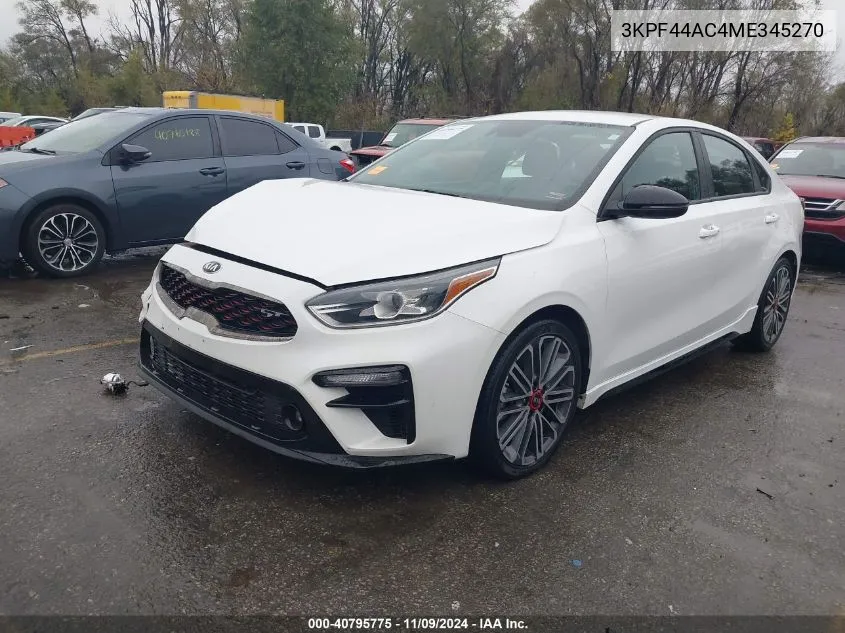 2021 Kia Forte Gt VIN: 3KPF44AC4ME345270 Lot: 40795775