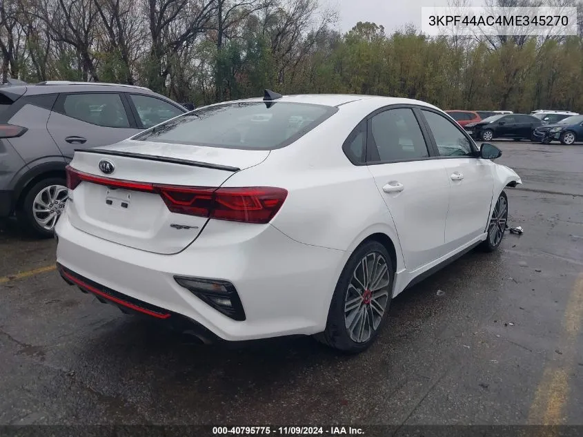 2021 Kia Forte Gt VIN: 3KPF44AC4ME345270 Lot: 40795775