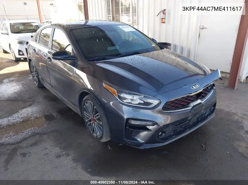 2021 Kia Forte Gt VIN: 3KPF44AC7ME411617 Lot: 40802350